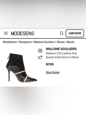 NWT Malone Souliers Madison 100 Suede & Leather Strapped Ankle Boots in Black